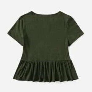NWT SHEIN Unity Plus Rib-knit Peplum Top (Olive green) 1X